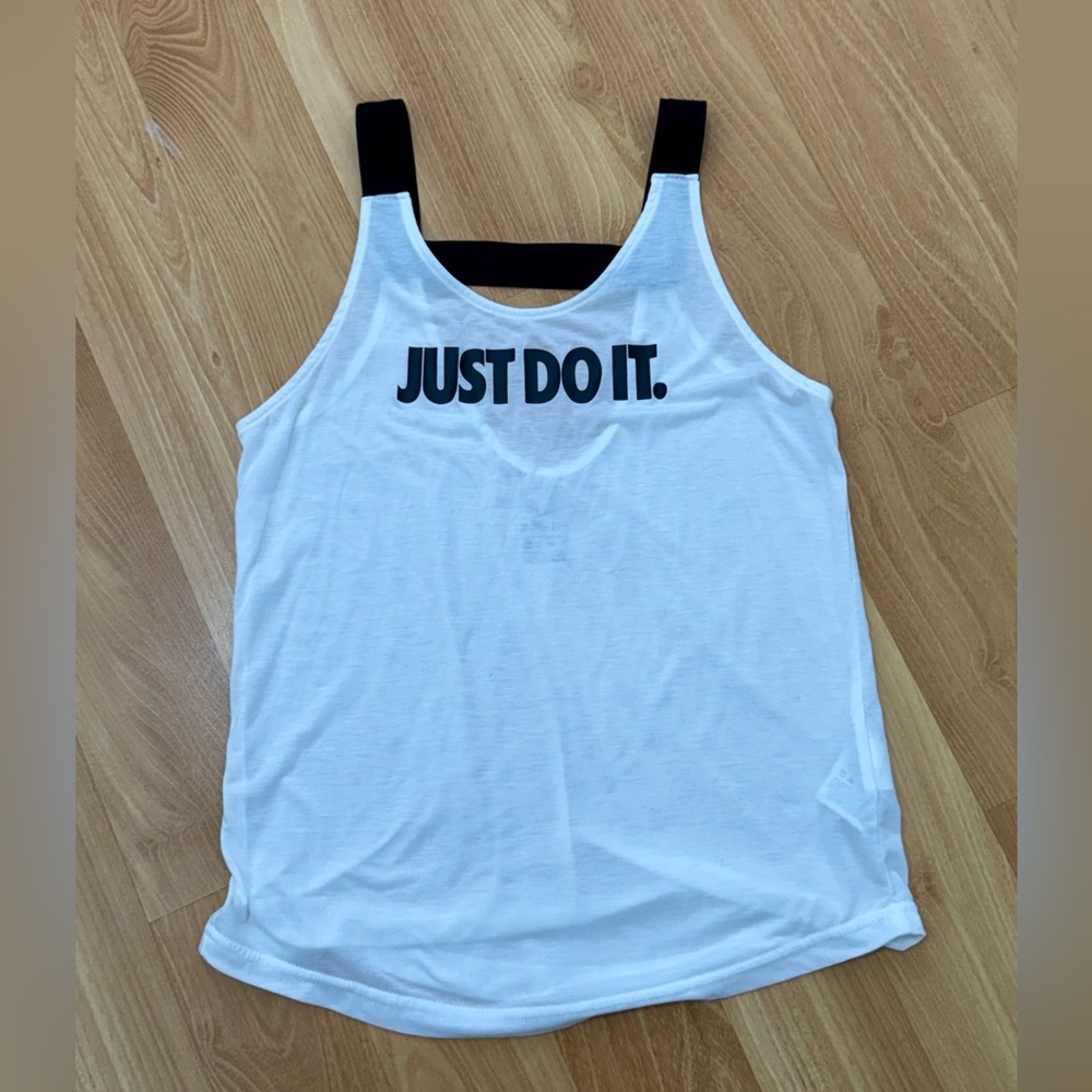 Nike Women's Dri Fit White and Black Tank Top